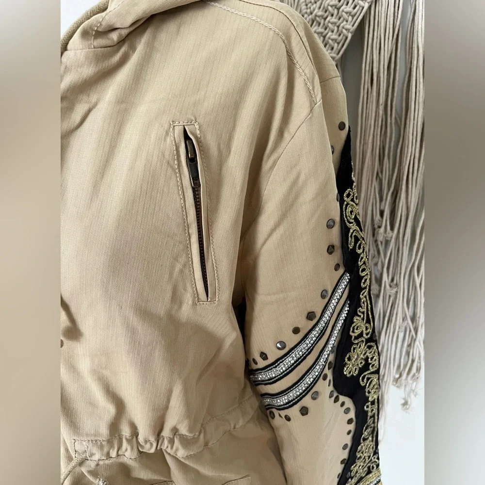 Free People Golden Quills Military Parka with Embroidered Sleeves - Picture 6 of 16